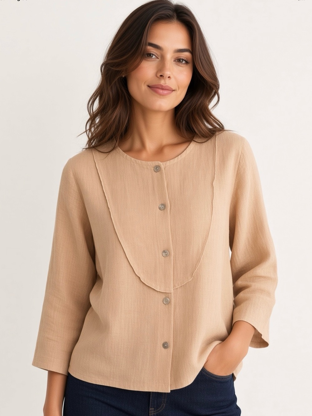 Hot Cotton peach coral linen top size medium